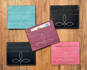 Cartera delgada de cuero genuino para mujer, tarjetero de negocios con bolsillo para monedas, diseño de puntada para botas, billetera de moda de viaje - Product Image 4