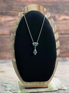 Natural Kingman Turquoise <b>Necklace</b> Handmade Sterling Silver <b>Boho</b> Southwestern Statement Jewelry Gift for Her Pendant - Product Image 1