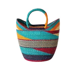 Rainbow Striped Seagrass Handbags Woven Handle Woven <b>Straw</b> <b>Tote</b> <b>Bag</b> Fashion Women Summer Beach Purse OEM ODM - Product Image 2