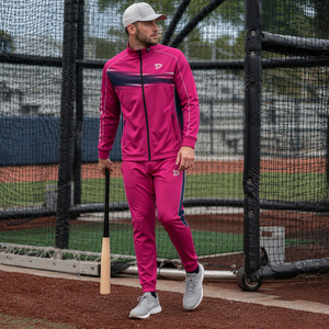 Conjunto de Chándal de Béisbol Color Fucsia, Chaqueta con Cierre Completo, Pantalones Ajustados, Uniforme de Entrenamiento Personalizado para Hombre - Product Image 4