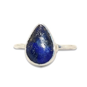 Natural Lapis Lazuli 925 Sterling Silver Pear Shape <b>Ring</b> Handmade Artisan Gemstone Jewelry Gift for Her - Product Image 1