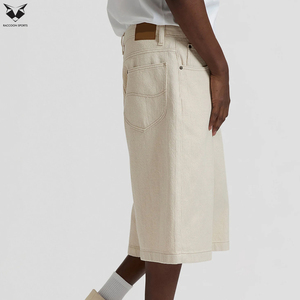 Custom Design Men's Straight Breathable Denim <b>Jorts</b> Light Wash Casual Loose Fit Denim Shorts - Product Image 4