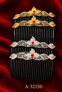 MOLL JEWELLERS แฮนด์เมดวินเทจคลาสสิกหวีผมโลหะผสมประดับไรน์สโตน A-32145 ทองเงิน 13 ซม.คุณภาพสูงงานแต่งงานเจ้าสาว - Product Image 5