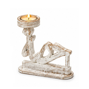 Porte-bougie en bois avec design calligraphique arabe pour la décoration de la maison - Product Image 1