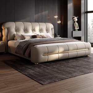 Luxury Wooden Bedroom Furniture Soft Up-holstered <strong>Beds</strong> King Sized Double <strong>Bed</strong> Frame Leather Comfort <strong>Bed</strong> <strong>and</strong> <strong>Mattress</strong> <strong>Set</strong> Design - Product Image 1