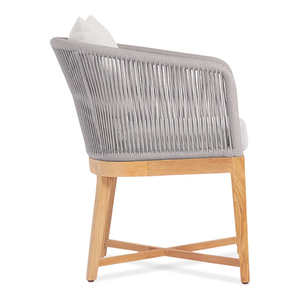 Chaise de salle à manger contemporaine moderne en bois de teck massif sièges à coussin amovible belle corde osier mariage salle à manger salon - Product Image 3
