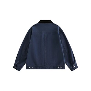Navy Blue Men's Denim <b>Jacket</b> Casual Winter Hooded Full-Zip Anti-Bacterial Breathable Eco-Friendly <b>Fleece</b> <b>Lining</b> Embossed - Product Image 2