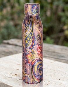 Juego de Botellas de Agua de Cobre con Diseño Artesanal, Botellas de Cobre Puro Impresas a Mano con Tapas de Cobre Herméticas, Diseño Floral Vintage - Product Image 2