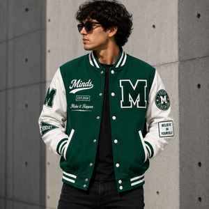 CHALASA SPORTS Embroidered <b>Men's</b> Varsity <b>Jacket</b> OEM Manufacturer High Quality Winter Fall Denim Quick Dry Breathable Fleece - Product Image 2
