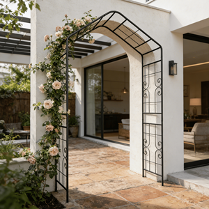Arco da Giardino in Metallo Nero con Supporto per Piante Rampicanti L56.3 X L16.93 X H94.5, Traliccio e Cancello per Rose da Esterno - Product Image 3