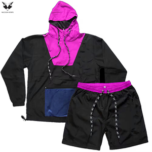 Nouvel ensemble court coupe-vent tendance 2026, patchwork trois tons, résistant à l'eau, personnalisable pour l'entraînement - Product Image 4