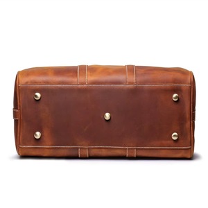 Sac de voyage décontracté pour homme en cuir véritable marron vintage, grand format, léger, pliable, écologique, avec fermeture éclair - Product Image 2