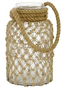 Modern Glass And <b>Rope</b> Lantern Minimalist Decorative <b>Lighting</b> Accent For Contemporary Interiors - Product Image 2