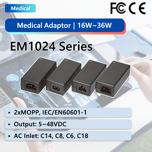 EDAC POWER 36W Medical AC DC Desktop Power <b>Adapter</b> <b>12V</b> 3A Max EM1024PY Series Black Level VI Efficiency for Medical Use - Product Image 1