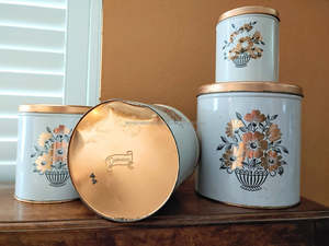 Juego de Recipientes Metálicos Azul Pastel con Tapa Decorativa, Elegante Organizador de Cocina para Té, Café, Azúcar y Almacenamiento en Despensa - Product Image 4