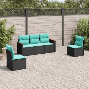Conjunto de Sofás Modulares Grandes de Ratán Sintético Negro para Patio y Jardín - Product Image 1