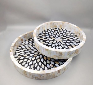 Premium Quality Serving Tray With Resin And <b>MOP</b> Inlay Design Personalized Dinnerware breakfast Foods And <b>Dry</b> Fruits Serving Tray - Product Image 1