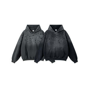Sweat à capuche délavé pour homme, style vintage, effet usé, streetwear, coupe décontractée, haut à capuche décontracté - Product Image 3