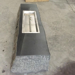 Colonne de foyer extérieur en pierre avec combustible bioéthanol, style rustique, chauffage de terrasse autoportant - Product Image 3