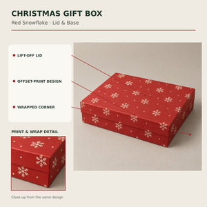 Red Snowflake Paper Gift <b>Box</b> Custom Folding Packaging <b>Box</b> Printed Paper <b>Box</b> for <b>Bakery</b> <b>Bakery</b> Takeaway and Holiday Gift - Product Image 6