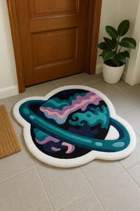 Alfombra de Diseño Artístico Moderno Hecha a Mano, Personalizada, Multicolor, de Lana, con Diseño Abstracto en Forma de Planeta, Lavable, para el Hogar y Picnic - Product Image 4