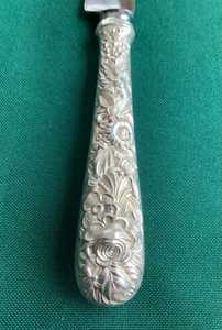 มีดเนยเงินสเตอร์ลิงพร้อมด้ามจับลายดอกไม้ ใบมีดสแตนเลส อุปกรณ์ครัว - Product Image 2
