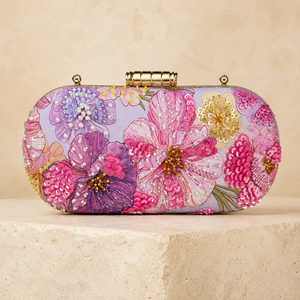Pochette de Soirée Ovale en Polyester pour Femme avec Perles, Paillettes et Broderies Florales, Fermeture Magnétique, Idéale pour Mariage et Cadeau de Fête - Product Image 2