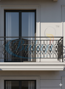 Grille de balcon moderne en fonte gris robuste, finition sablée par projection de granulats, panneau de protection pour garde-corps d'escalier de balcon - Product Image 2
