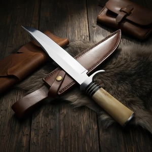 Cuchillo Bowie Vikingo Artesanal de Acero D2 con Mango de Hueso y Micarta, Hoja de 14 Pulgadas y 3mm de Grosor, Punta Caída |   Funda de Cuero Premium - Product Image 2
