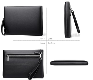 Bolso de Mano de Cuero Negro con Cierre de Cremallera, Estilo Casual - Product Image 3