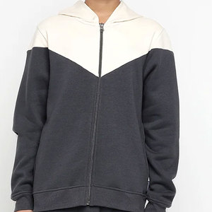 Unisex Color Blocking Tracksuit Full <b>Zip</b> <b>Hooded</b> Sweatshirt With Side Pockets Regular Fit Polyester Cotton Autumn Wear - Product Image 4