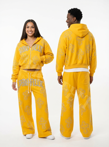 Survêtement personnalisé à motif croix en strass, zippé, unisexe, confortable, ensemble deux pièces (hoodie et pantalon de survêtement) - Product Image 4