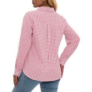 Chemise classique à manches longues pour femme, mode intemporelle au quotidien, respirante, écologique, 100% coton, motif rayé/à carreaux BD - Product Image 3