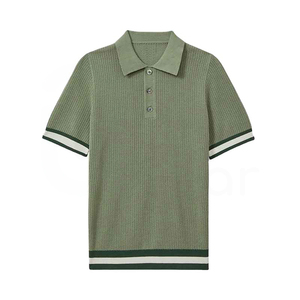 Camisa de Hombre de Poliéster Tejido, Manga Corta, Color Verde Sólido, Estilo Casual con Cierre de Botones, Secado Rápido, Personalizable - Product Image 1