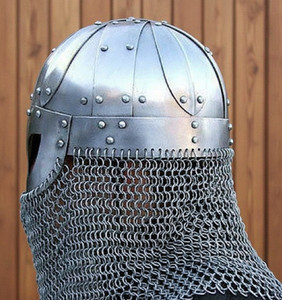 Medieval Viking Helmet Handmade Polished Silver-Plated Steel Armor Cosplay Costume OEM - Product Image 2