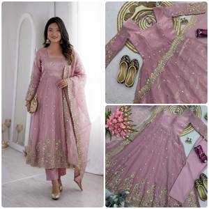 Nuevo Traje Anarkali de Diseñador, Estilo Elegante para Fiesta, Bordado a Mano, Sin Arrugas, Secado Rápido, Algodón Maslin, Precio al por Mayor - Product Image 6
