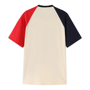 Unisex opposite Sleeve T Shirt Cotton Fashion Casual Streetwear Contrast Breathable Soft OEM Howard Premium <b>Neutral</b> T shirt - Product Image 5
