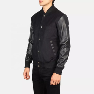 Blouson universitaire OEM pour homme de haute qualité, broderie chenille, personnalisé, style baseball, grandes tailles, manches en cuir, pour l'hiver - Product Image 3