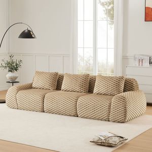 Divano Moderno Modulare Oversize a 3 Posti in Tessuto Flanella con Seduta Profonda Senza Struttura per Soggiorno 114 - Product Image 1
