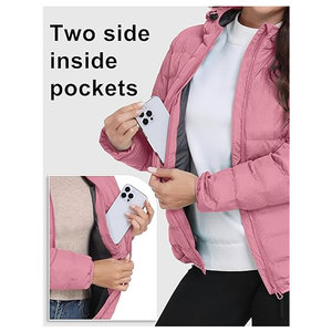 Veste matelassée légère pour femme, à capuche, coupe-vent, manteau d'hiver chaud, vêtement d'extérieur matelassé, parka décontractée pour temps froid - Product Image 5