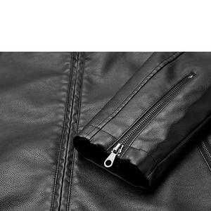 Custom 100% Genuine Leather Jacket for <b>Men</b> Stylish Slim Fit with Front Logo Casual Solid Pattern Winter Zipper jacket for <b>men</b> - Product Image 4