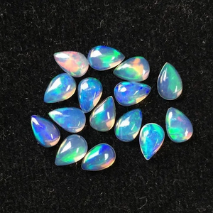 5x7mm naturel éthiopien Welo opale poire lisse pierre précieuse gros Cabochon Multi opale de feu pierres précieuses en vrac pour bijoux de luxe - Product Image 1