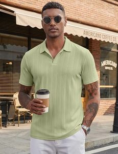 Camisas Polo de Punto Casuales para Hombre, Elásticas, con Textura, de Manga Corta, para Golf - Product Image 2