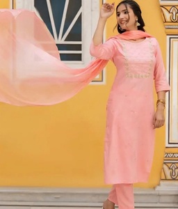 Pink Indian Pakistani Set Rayon Embroidered Lawn <b>Kurta</b> Pant with Dupatta for Festive and Wedding Party for <b>Women</b> Wear - Product Image 1