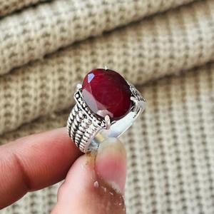 Gothic Vintage Garnet Brass <b>Ring</b> Silver Plated Handmade Textured <b>Statement</b> Wholesale <b>Ring</b> For Women - Product Image 3