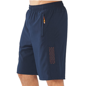 Shorts Bermuda pour homme bleu marine à séchage rapide avec poche latérale et détail à pois orange, vêtements de sport décontractés, taille élastique, 300 GSM - Product Image 1