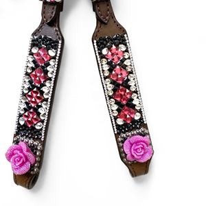 OEM Argentina cuero de vaca occidental caballo sillín conjunto una oreja Headstall Breastplate 3D Rhinestone flor decoración logotipo personalizado montar - Product Image 5