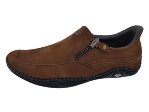 Mocasines Cómodos de Gamuza Marrón Tabaco, Punta Redonda, Sin Cordones, Suela de Goma Transpirable, Color Sólido, Decoración Metálica, Para Todas las Temporadas - Product Image 3