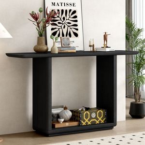 Consolle Mirod Elegante e Minimalista in Legno Naturale Impiallacciato con Angoli Curvi e Base a U per Facile Posizionamento nell'Arredamento Domestico - Product Image 2
