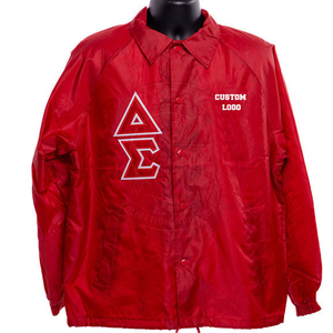 custom delta Sorority DST Women's Waterproof <b>Coaches</b> Jacket Snap Button Varsity Coat Embroidered Greek Letter Outerwear - Product Image 2